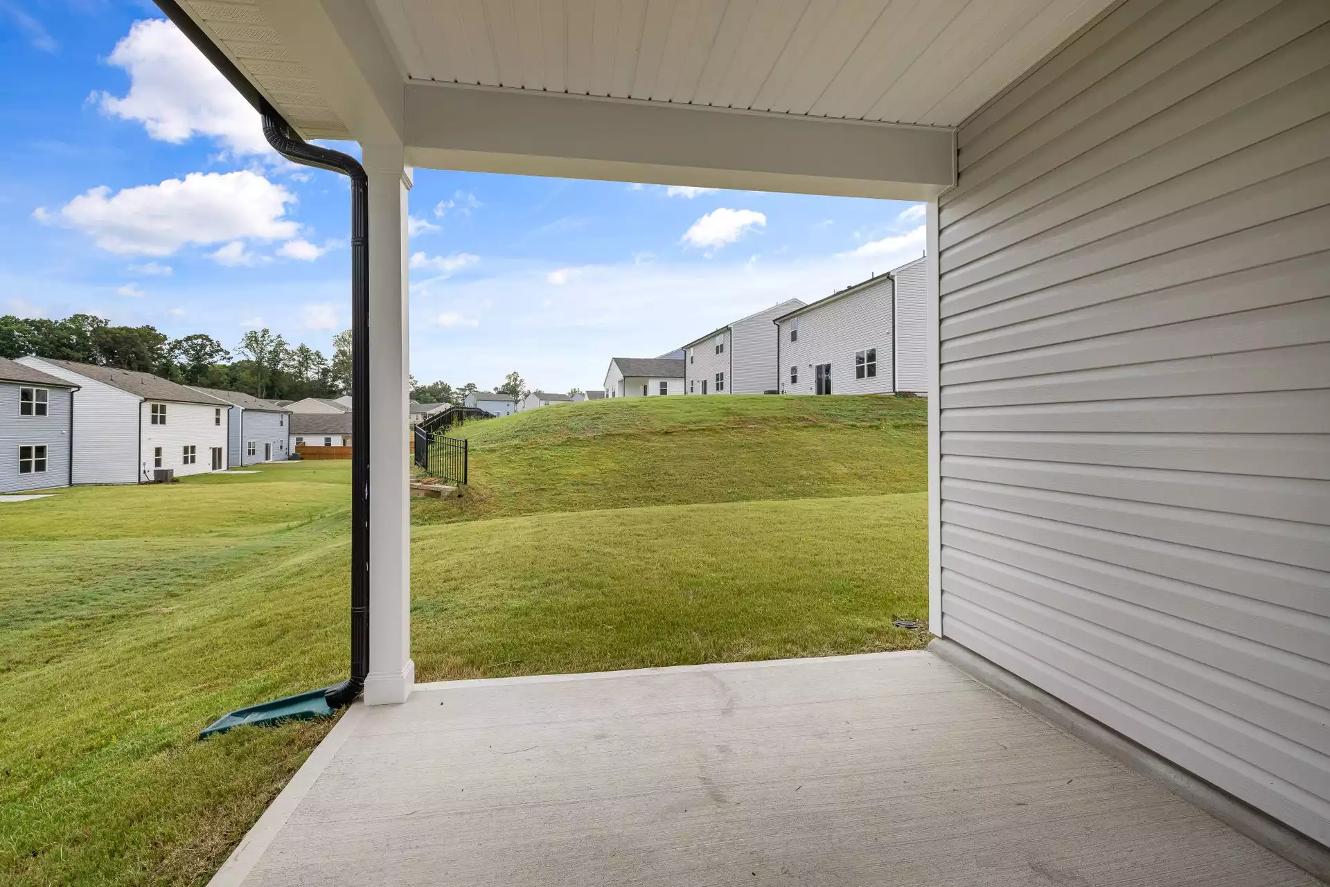 Empty covered patio before virtual staging