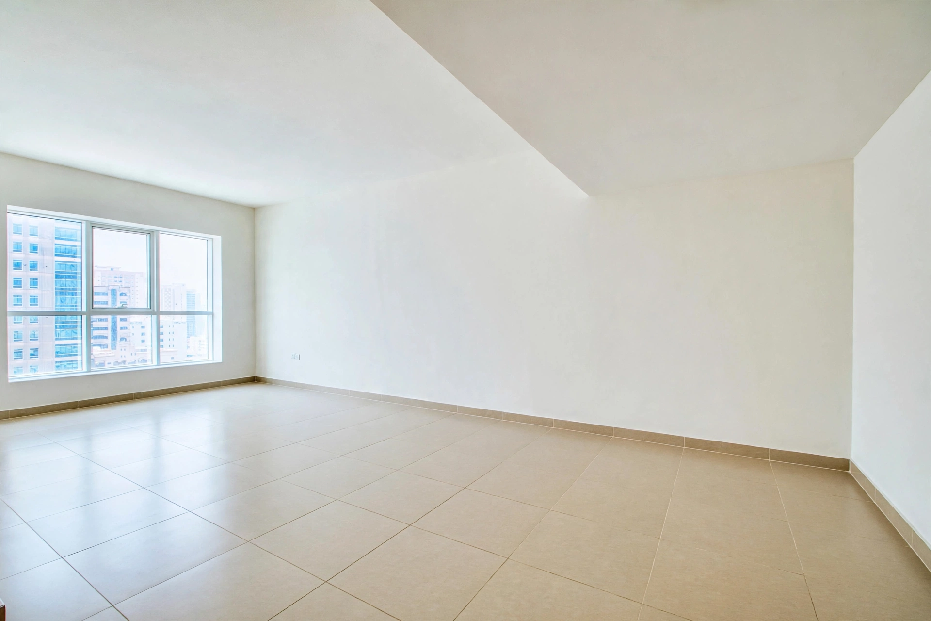 Empty mid century modern living room before virtual staging