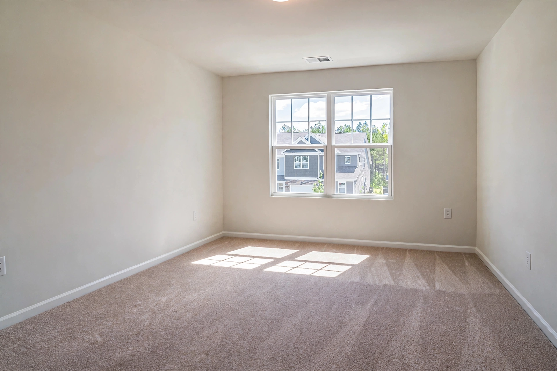 Empty modern home office before virtual staging