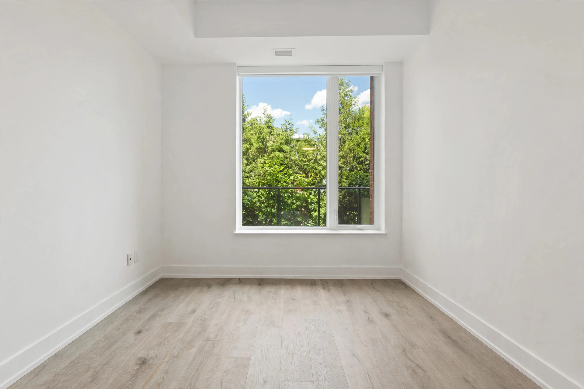 Empty modern organic bedroom before virtual staging