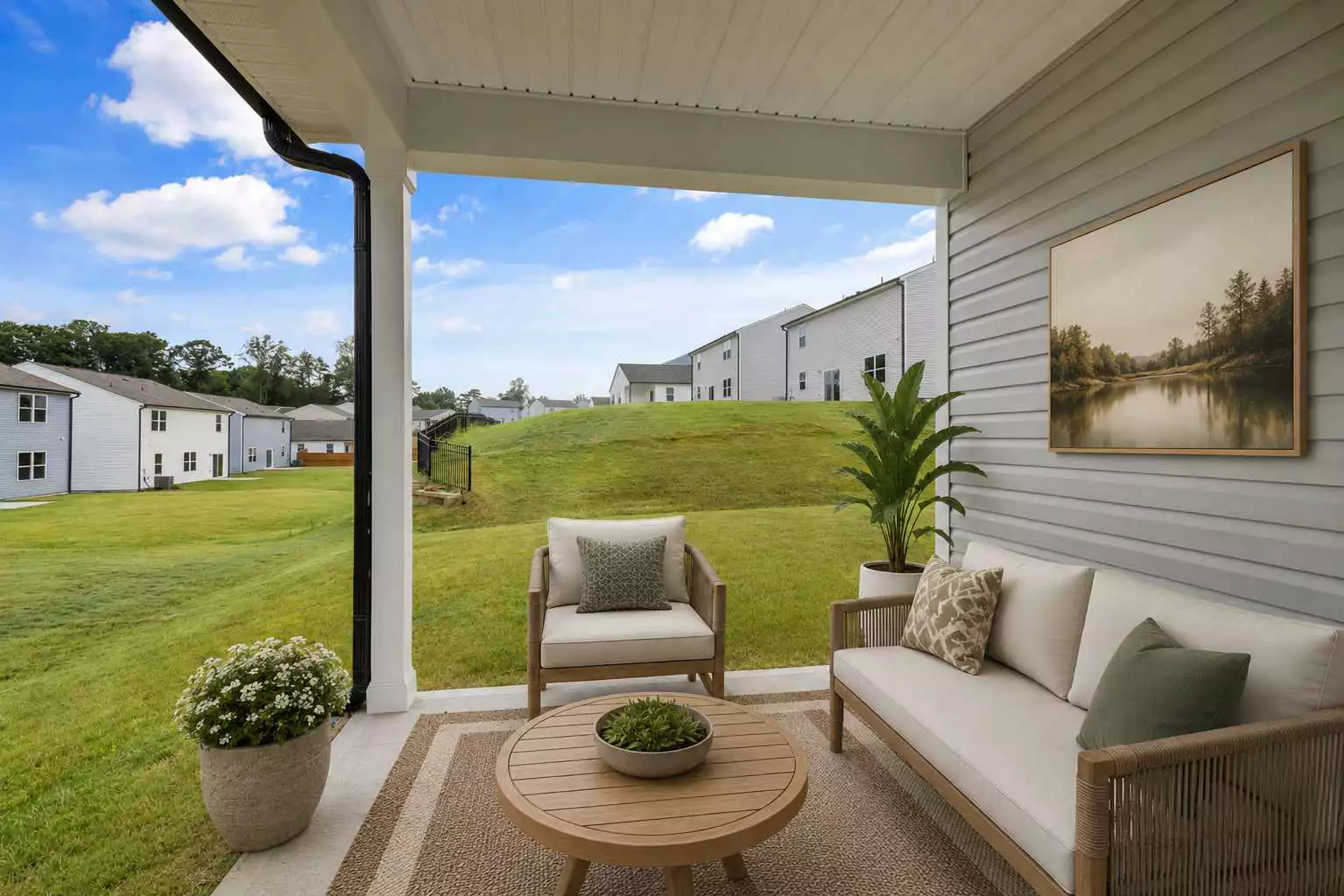 Virtually staged covered patio